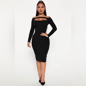 Long sleeve ribbed midi dress